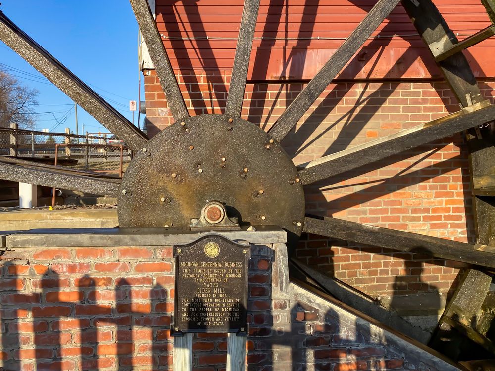 The plaque of Yates Cider Mill