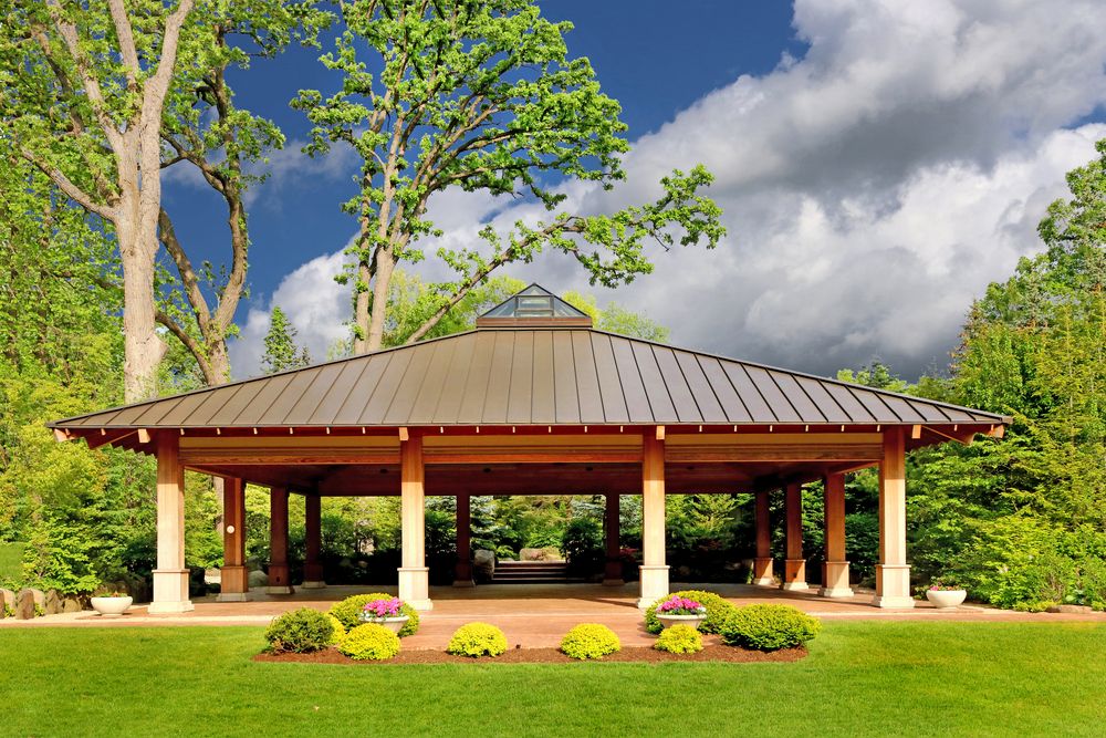 A pavilion at Anderson Japanese Gardens