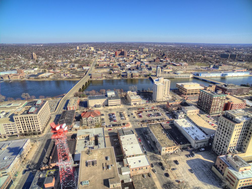 Aerial view of Downtown Rockford