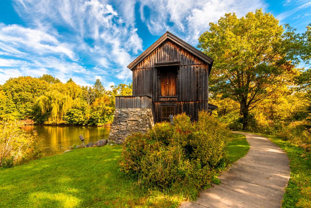 An old watermill at Midway Village Museum