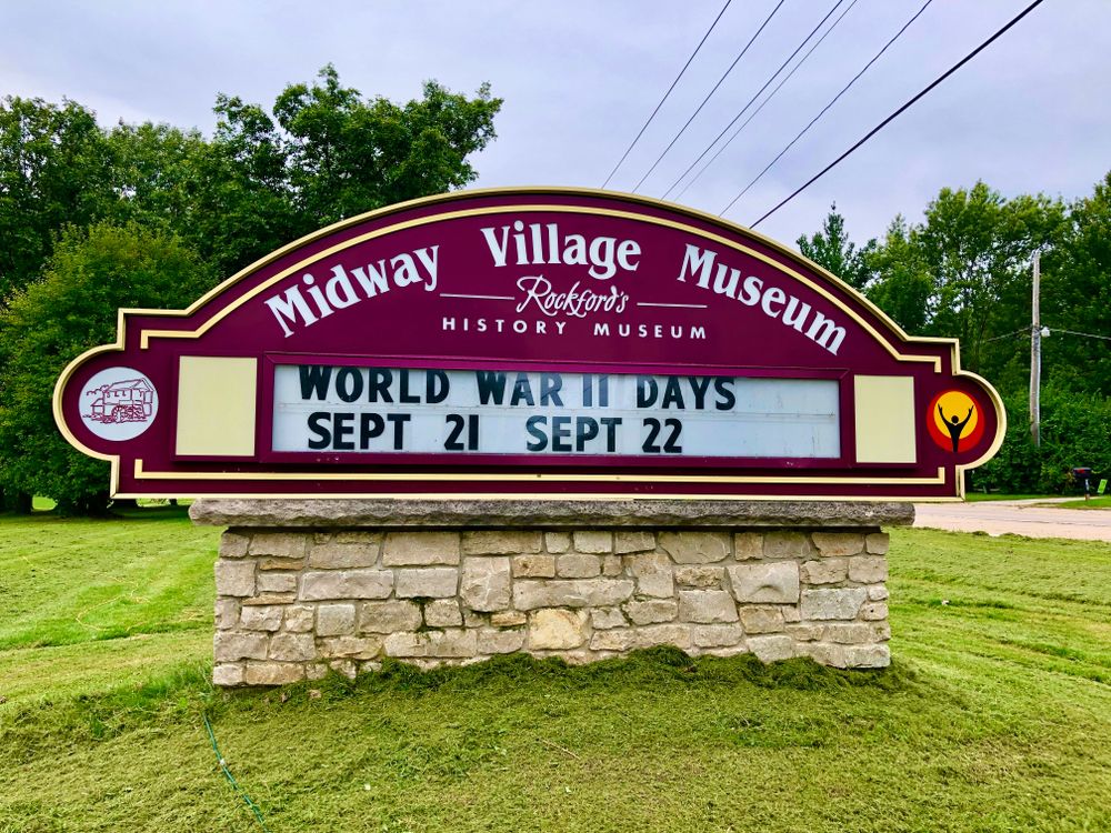 Welcome sign of Midway Village Museum