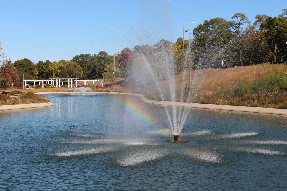 Fountain at Sinnissippi Gardens pond