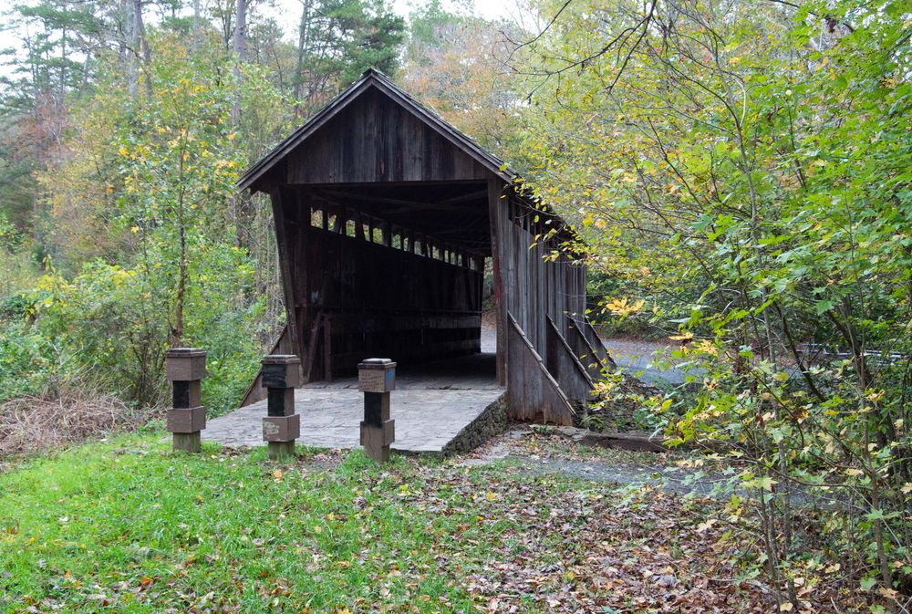A covered bridge at Uwharrie National Forest