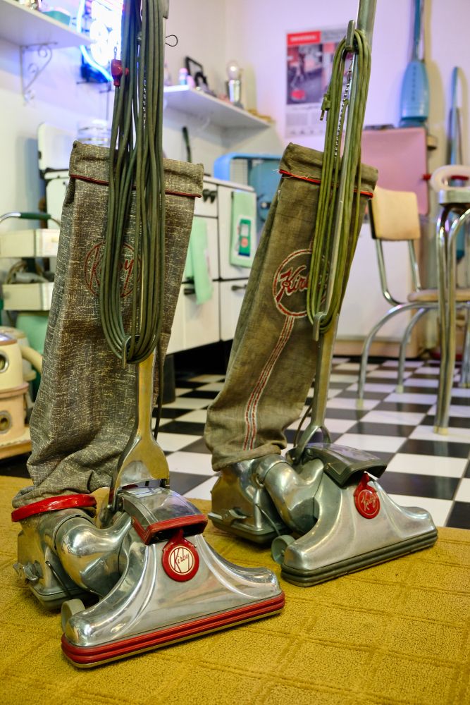 Two vacuum inside the Vacuum Cleaner Museum