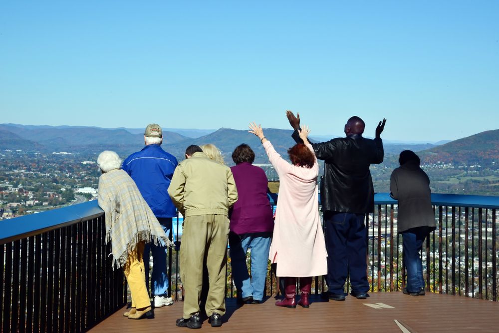 People at Mill Mountain Park's overlook
