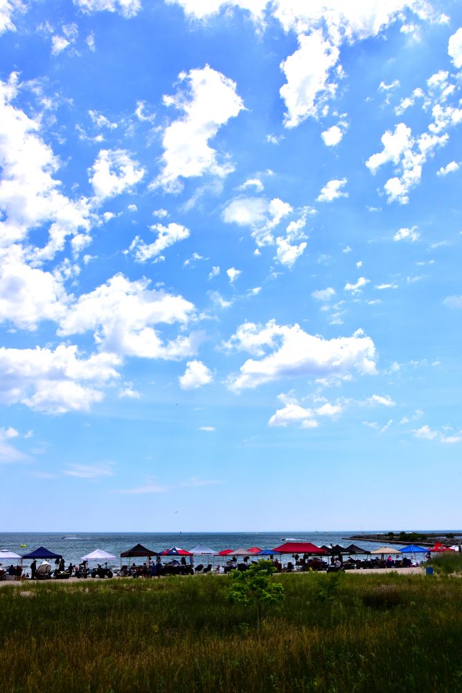 Far view of Racine North Beach