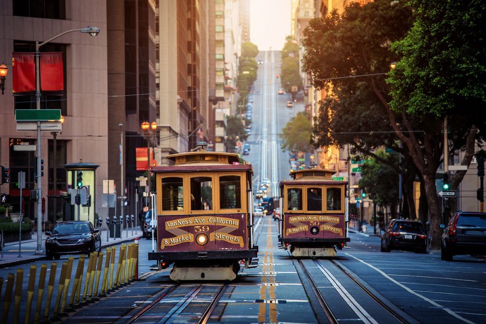 San Francisco Cable Car on the road