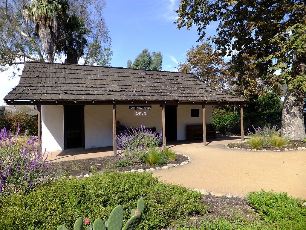 Front exterior of Montanez adobe.