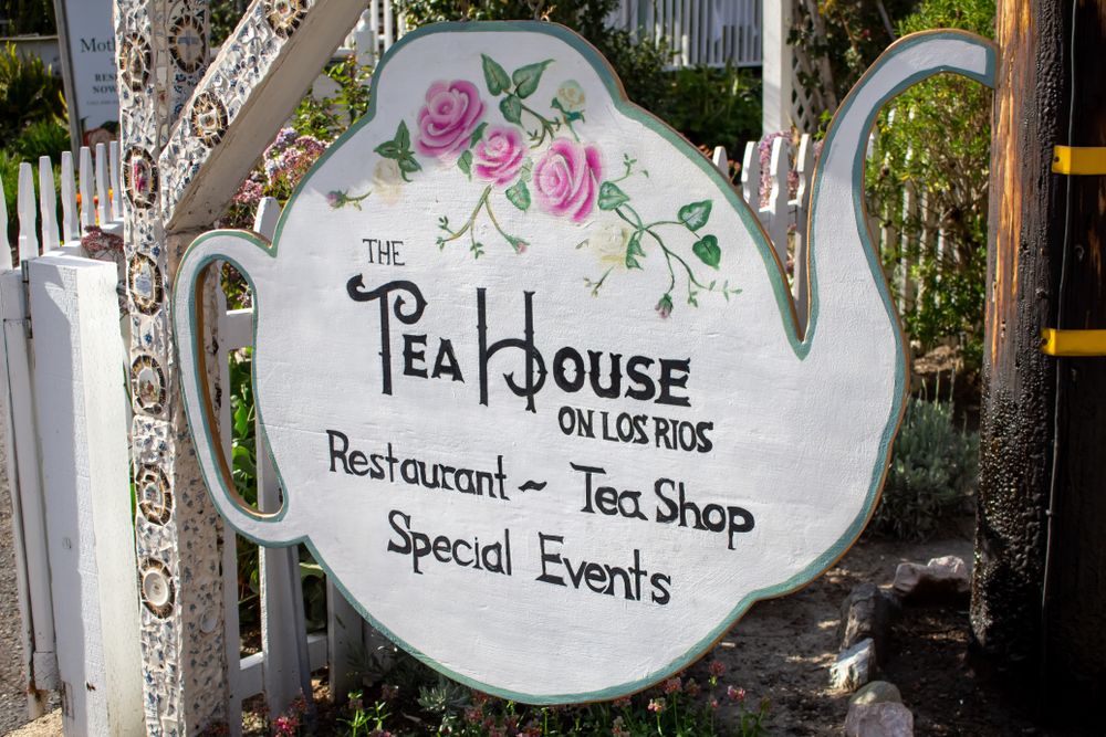 Name sign of Tea House on Los Rios.