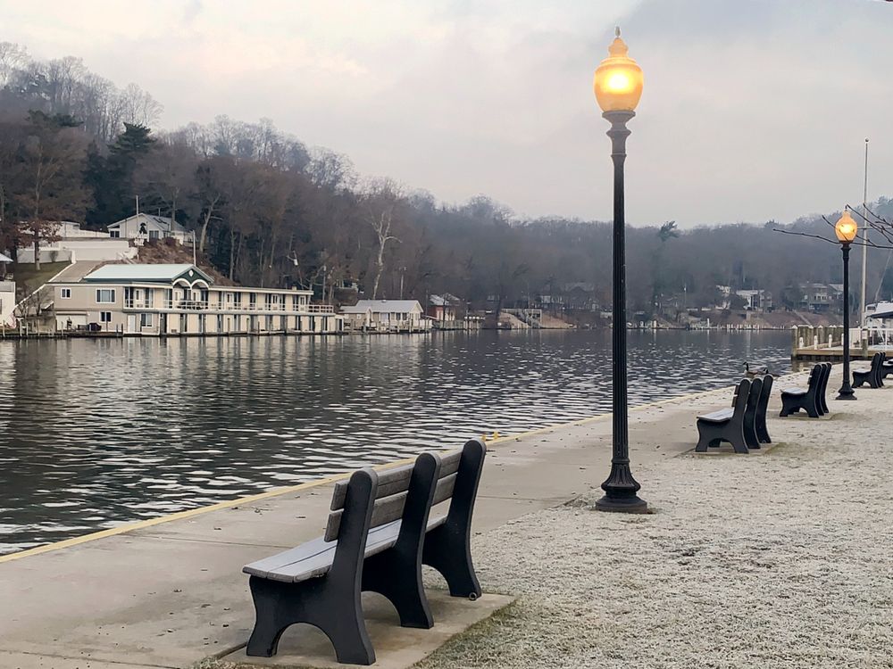 Benches near Kalamazoo River