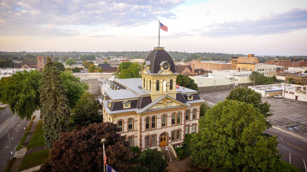 Aerial view of Chippewa County Courthouse