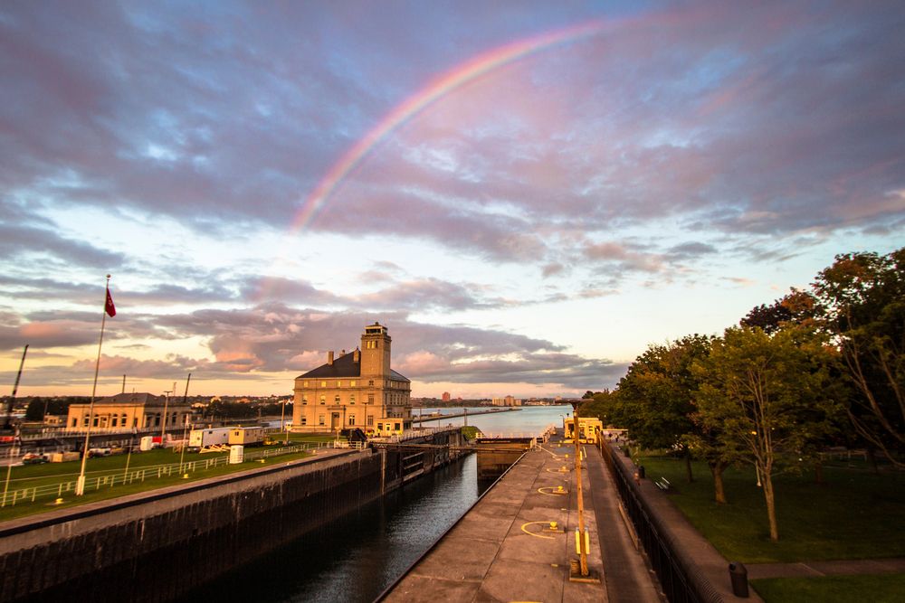 Rainbow over Soo Locks