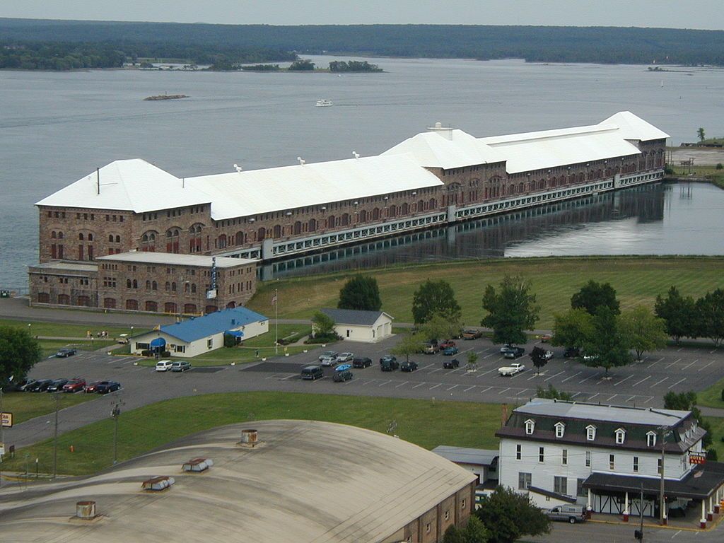Aerial view of St. Marys Falls Hydropower Plant