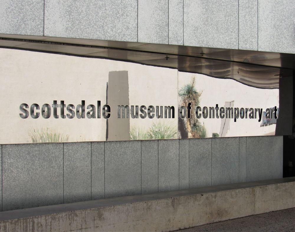 Welcome sign of Scottsdale Museum of Contemporary Art