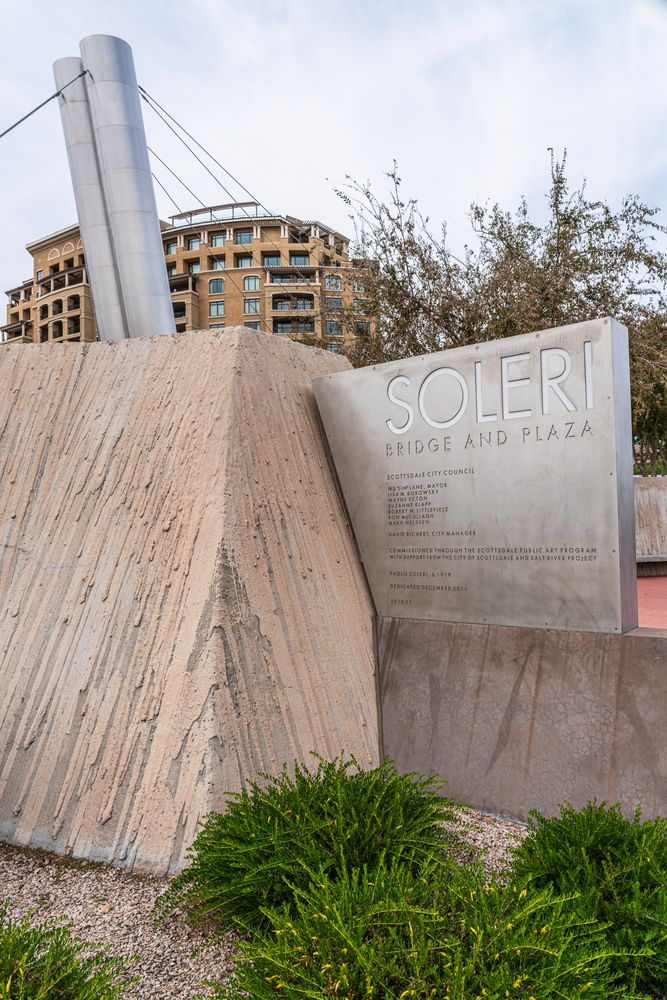 Signage of Soleris Bridge and Plaza