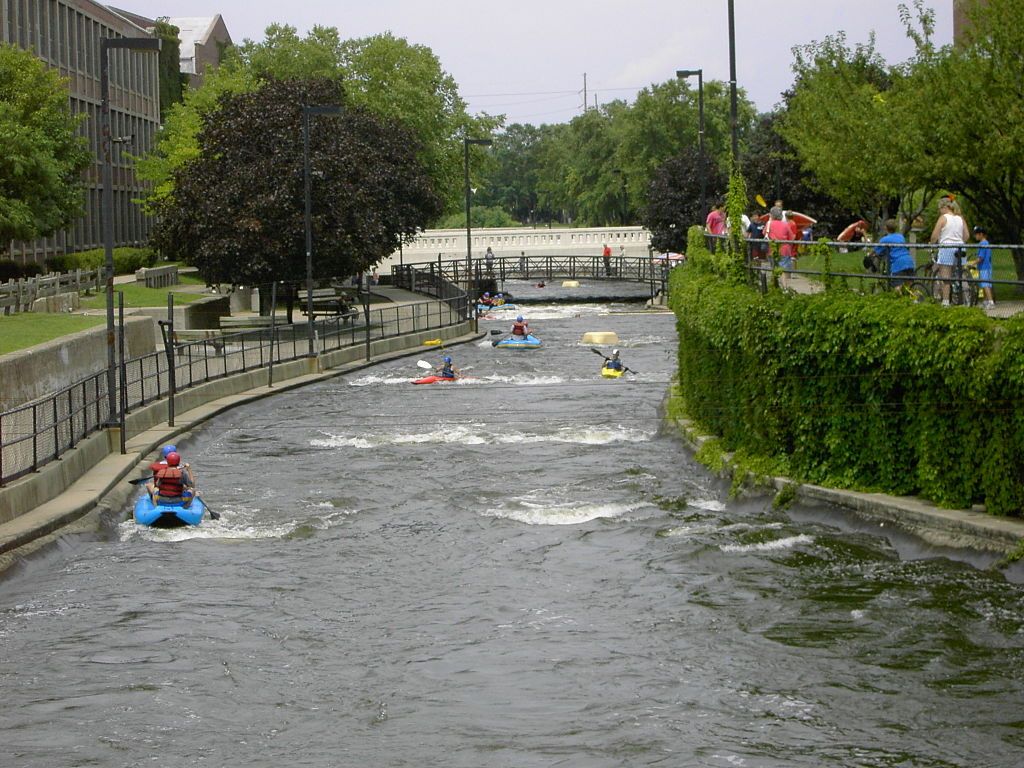 People rafting at East Race Waterway