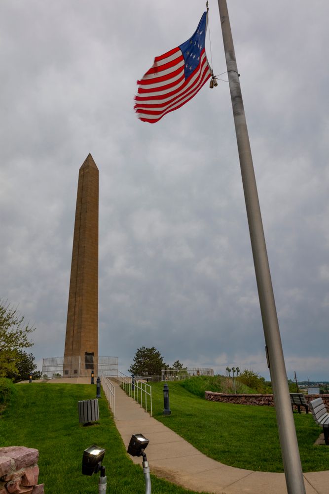 U.S flag facing Floyds Bluff