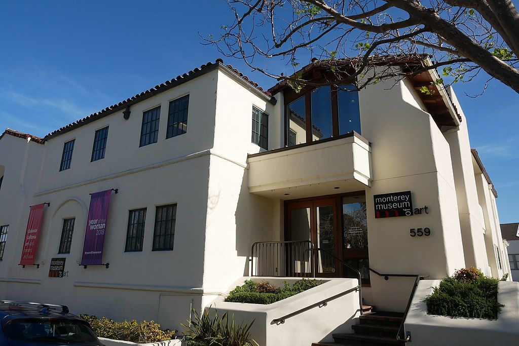 Exterior of the Monterey museum of art during the day.