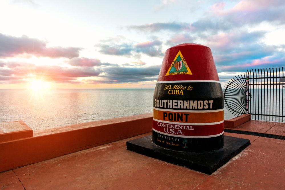The Southernmost Point Marker in Key West in Sunset