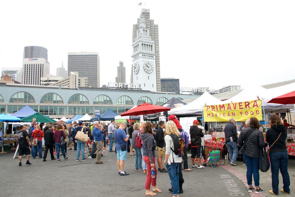 Daytime view of Ferry Plaza Farmers Market