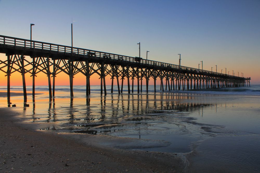 Beautiful sunrise over Surf City Ocean Pier