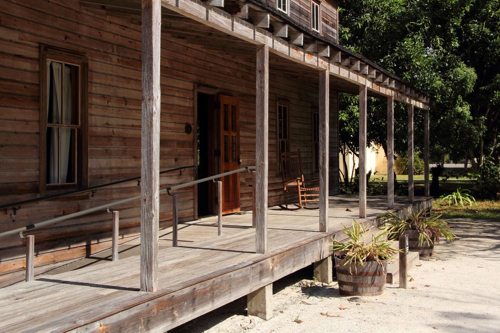 Front porch of the founders home at Koreshan State Historic Site