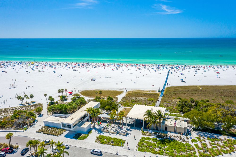 Aerial view of the beautiful Siesta Key Beach