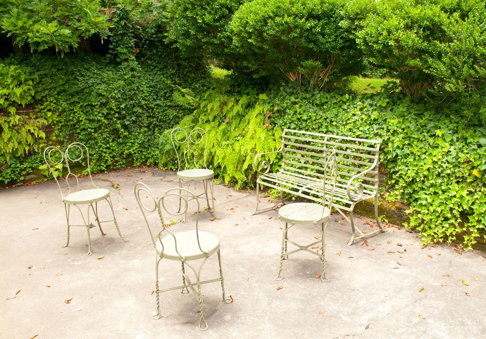 Chairs and tables at Afton Villa Gardens