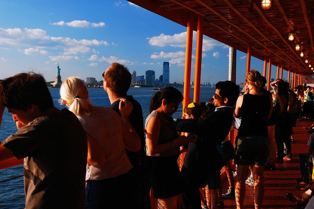 People aboard the Staten Island Ferry