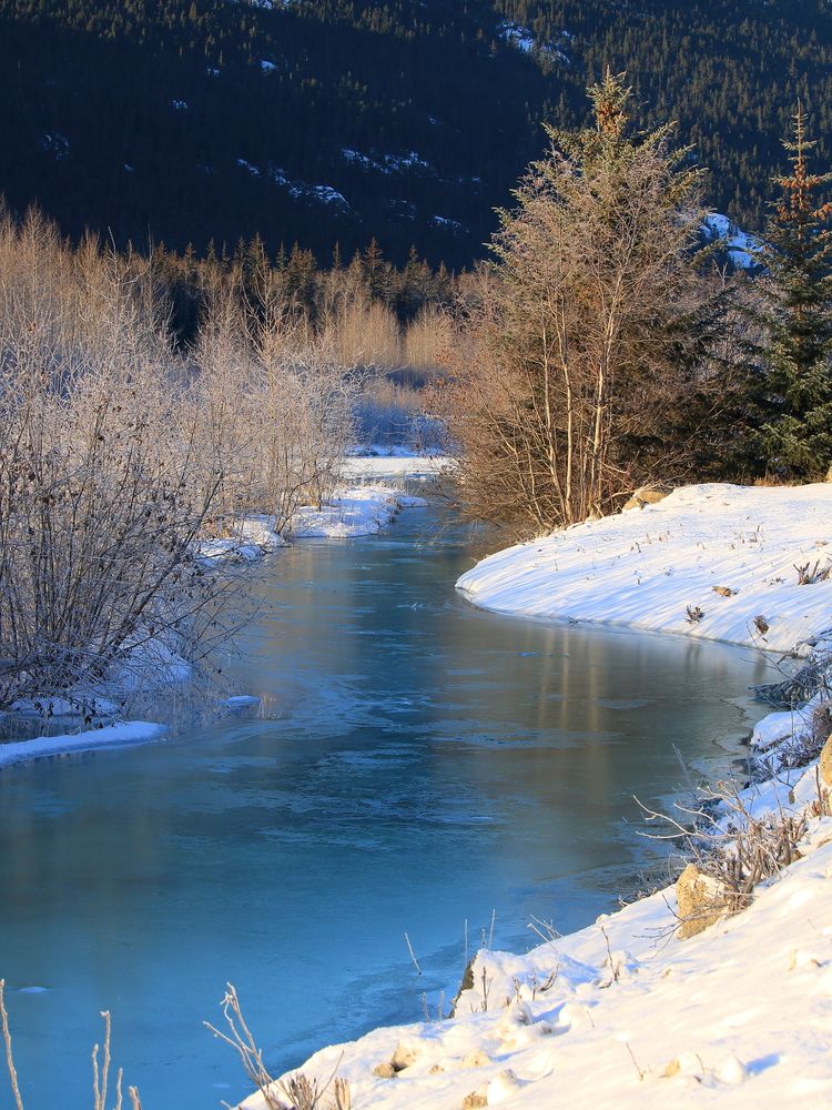 Frosted body of water at Taiya River