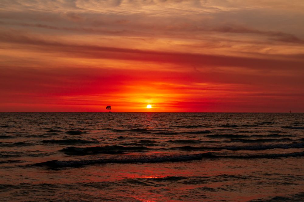 View of the sunset at Crescent Beach