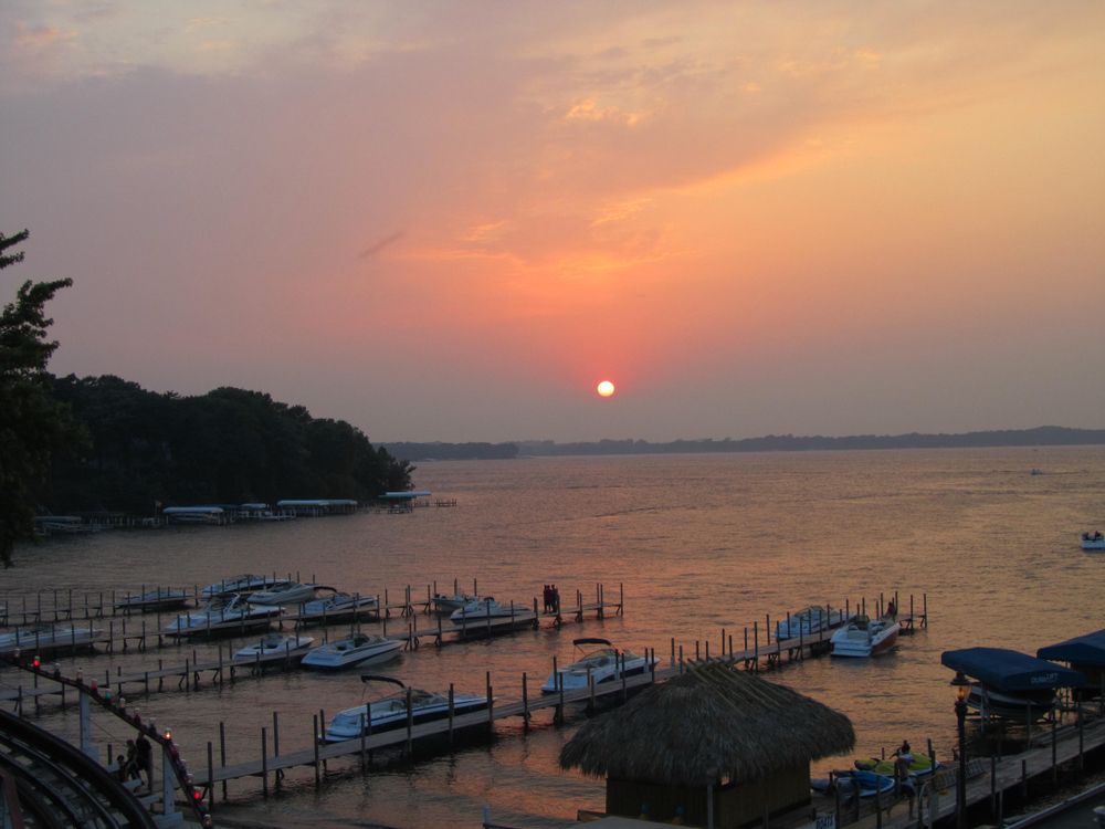 Scenic sunset over West Okoboji Lake