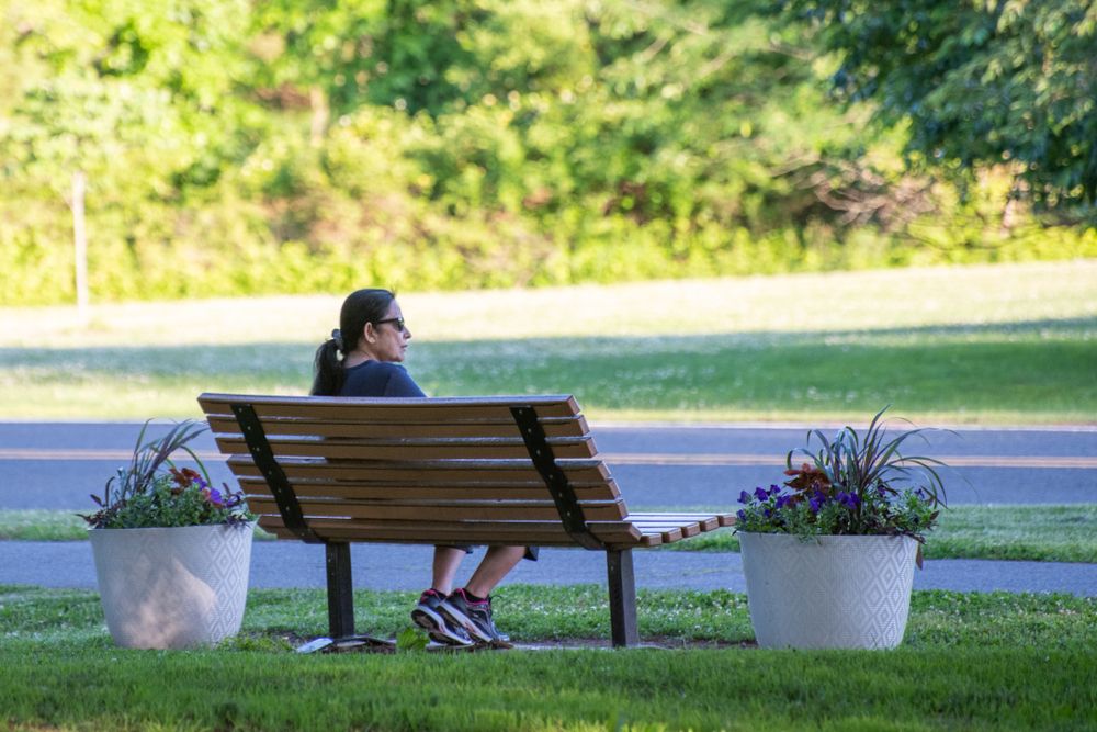 Wooden bench at Colonial Park