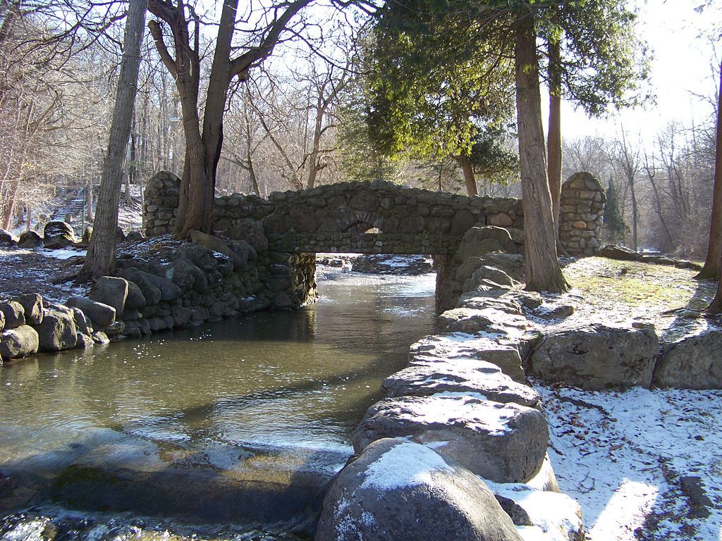 Bridge over the waters of Elmwood Park