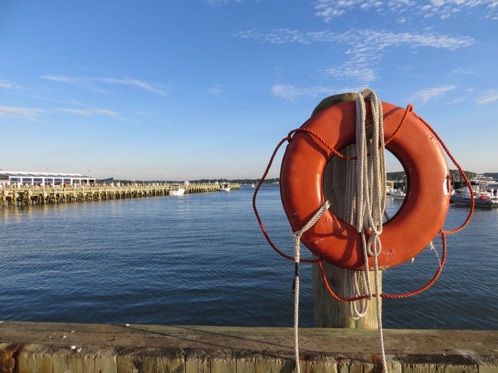 Daytime view of Greenport's harbor