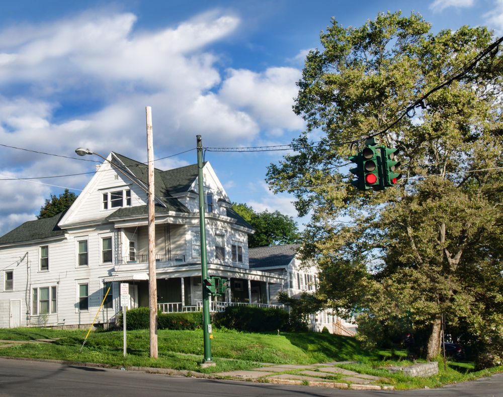 Daytime view of the Upside-Down Traffic Light