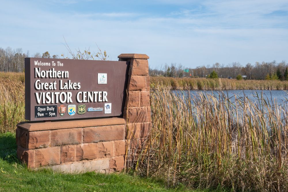 A sign in Northern Great Lakes Visitor Center