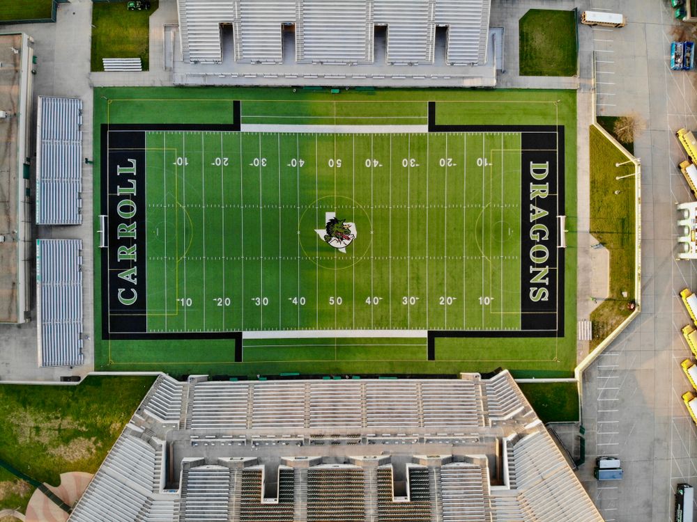 Aerial view of Dragon Stadium's field