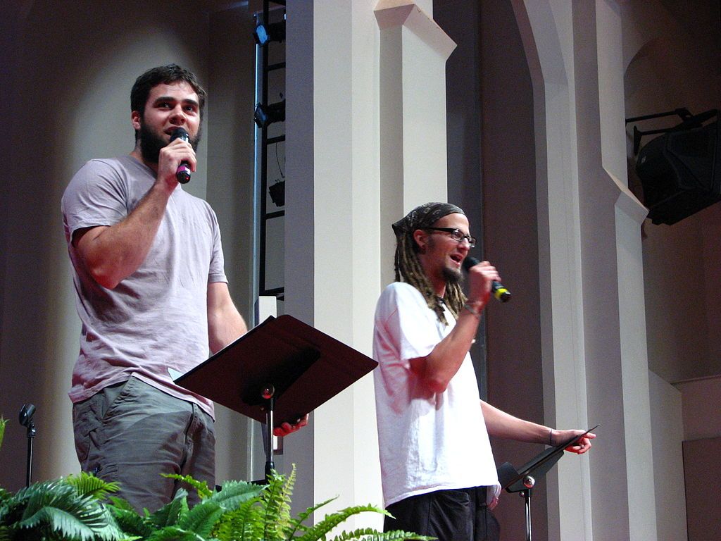 Speakers during a service in White’s Chapel United Methodist