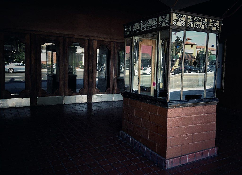 Ticket booth and entrance door of the Rialto Theater