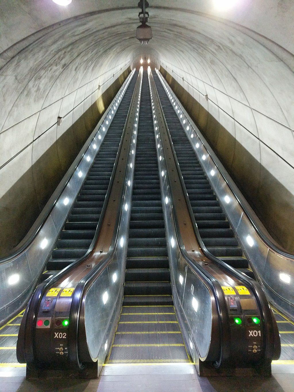 View of the long Wheaton Station Escalator
