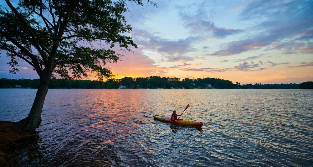 A kayaker on Lake Keowee