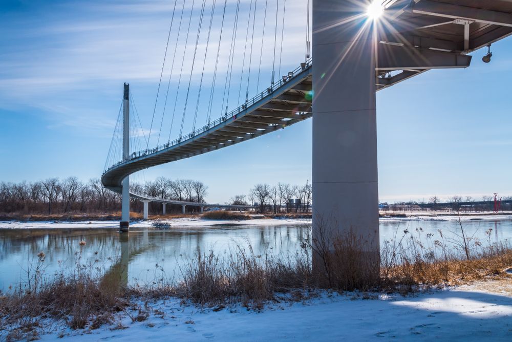 Daytime view of Bob Kerrey Pedestrian Bridge
