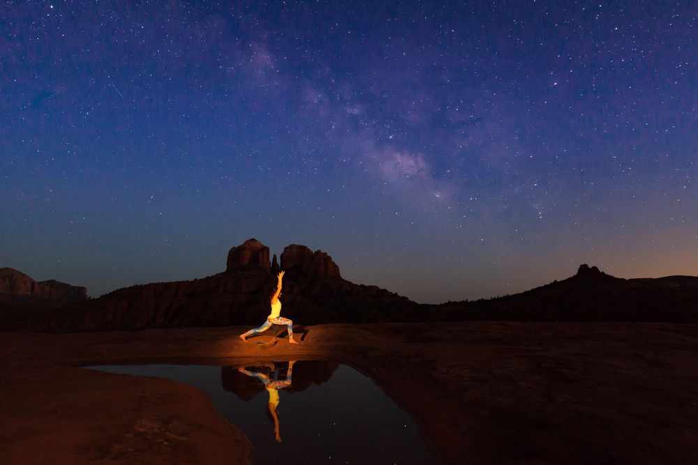 Practicing Yoga in Sedona Arizona Under the Stars