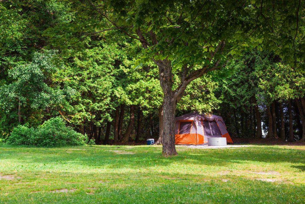 A camping tent at Straits State Park