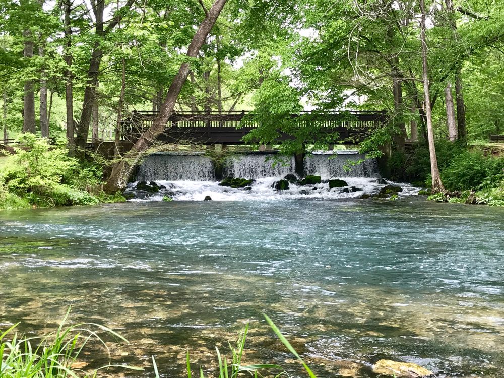 A bridge over Maramec Spring Park's water