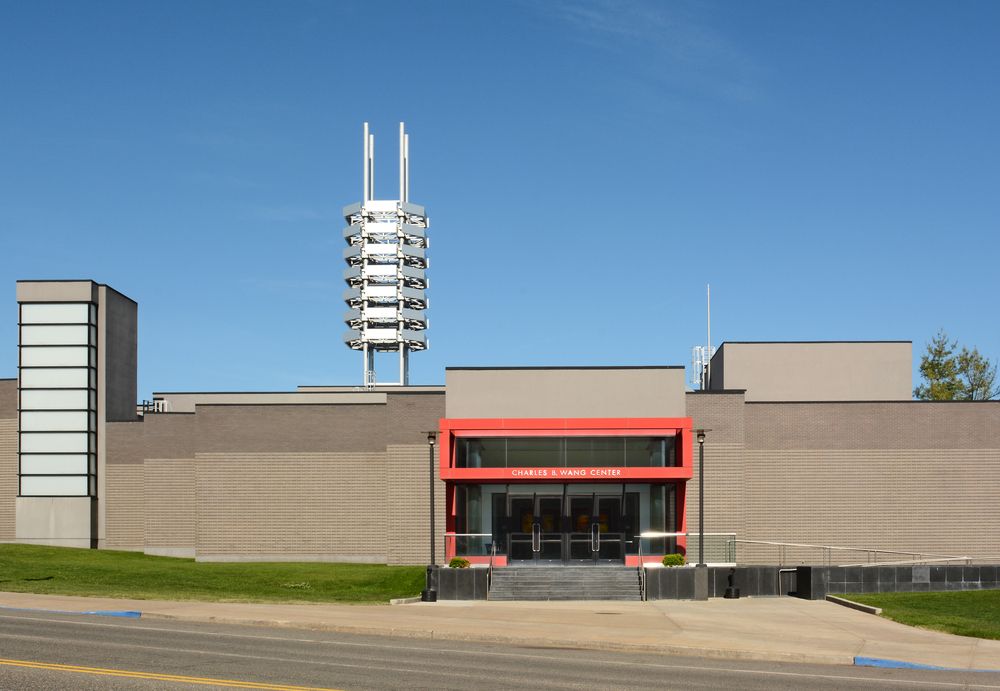 Front view of Charles B. Wang Center's exterior