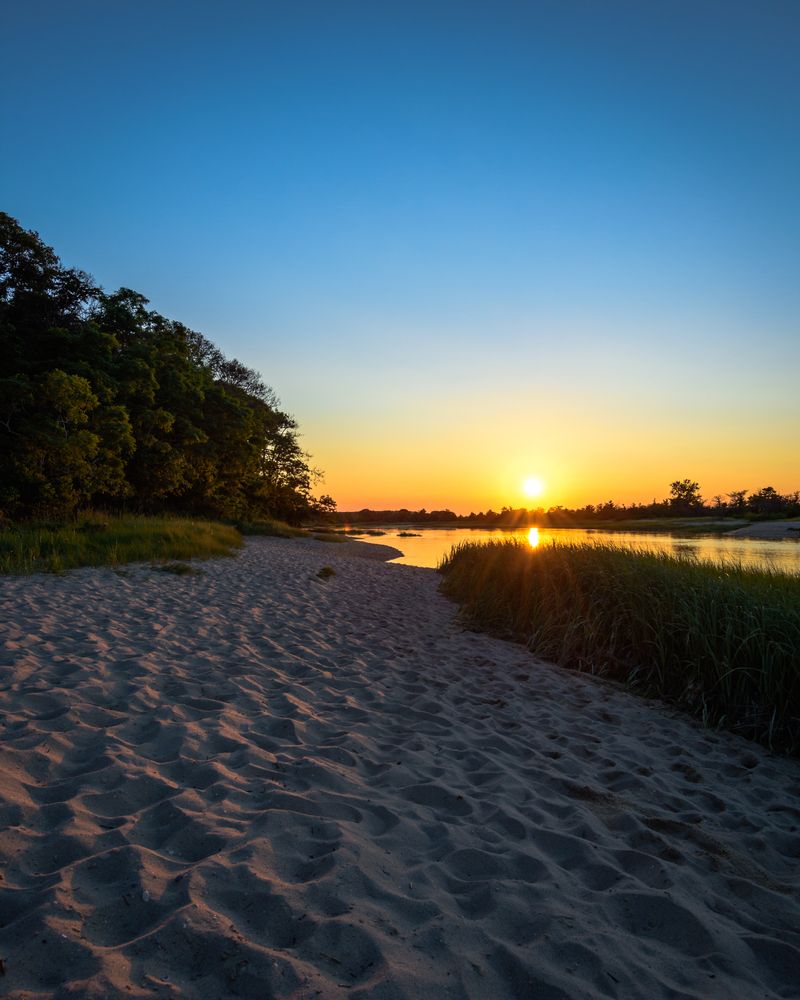 White sands and sunset at Long Island Sound