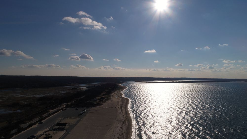 Sun shining down West Meadow Beach