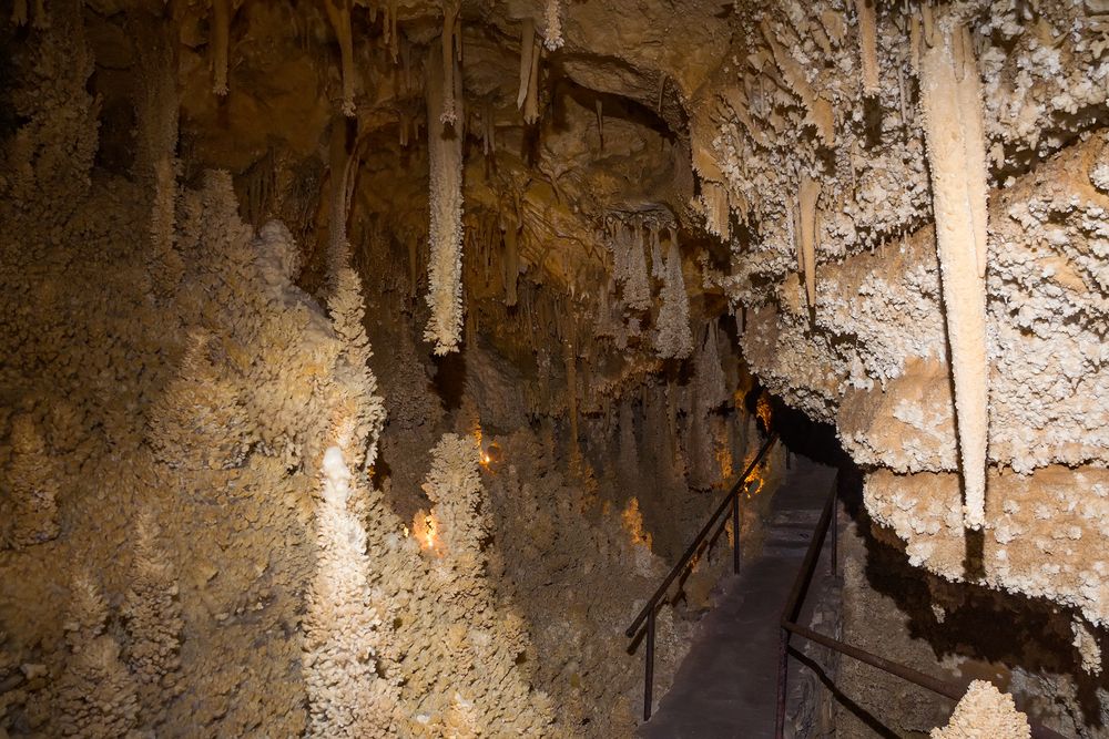 Stalactites and stalagmites in the Caverns of Sonora